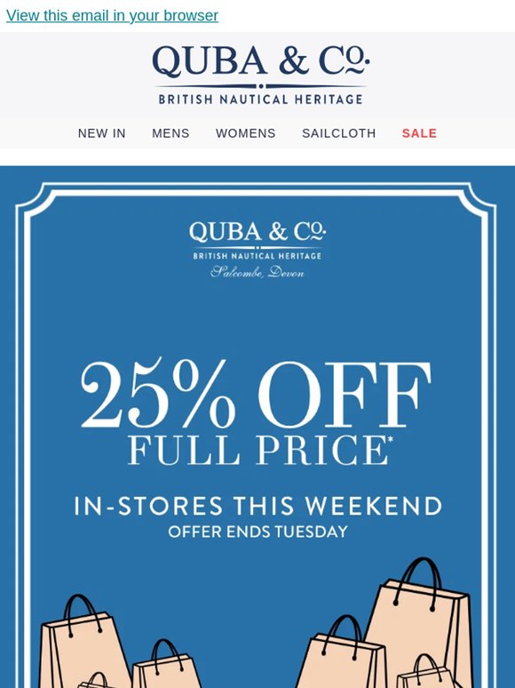 In-Stores This Weekend: 25% Off Full Price Items