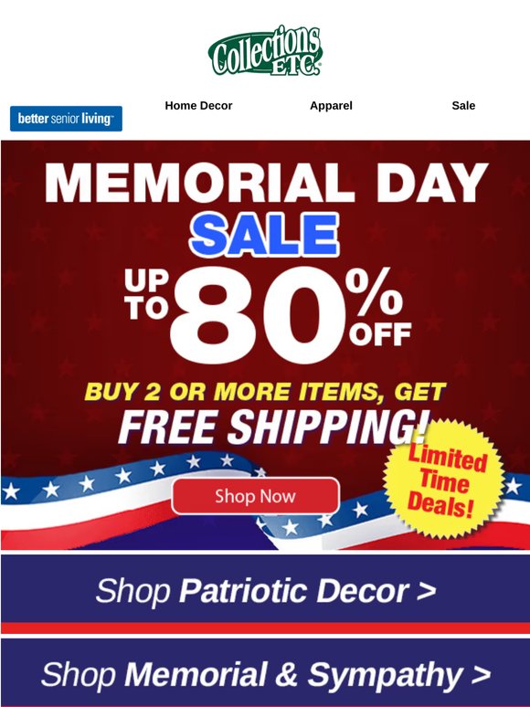 Honor the Savings: Memorial Day Sale Up to 80% Off