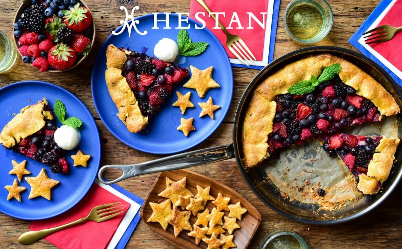 Holiday food on table with Hestan cookware