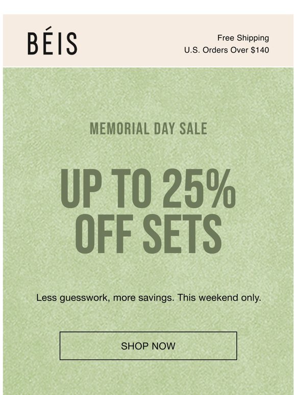 Up to 25% off sets!