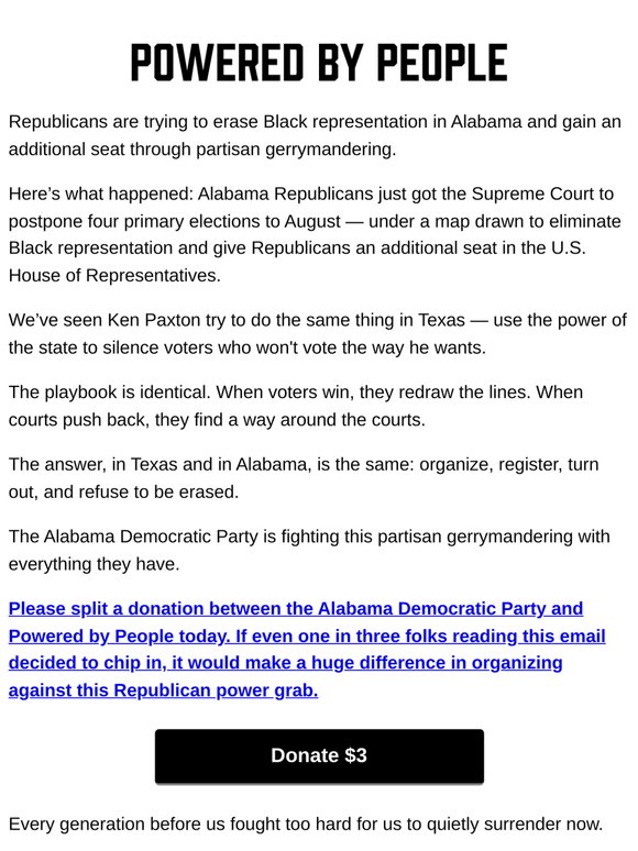 Please fight back against this partisan gerrymandering in Alabama