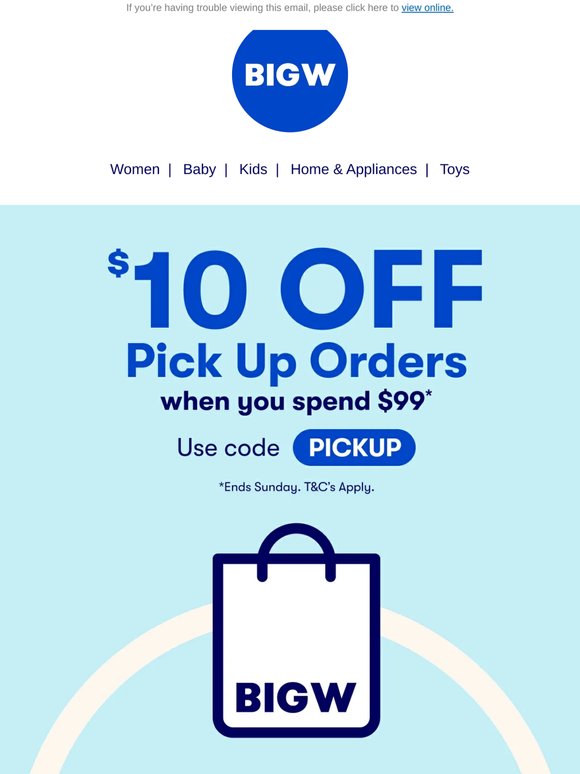 $10 OFF pick up orders 🛍️