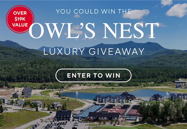 You could win the Owl's Nest Luxury Giveaway - Over $19K Value - ENTER TO WIN