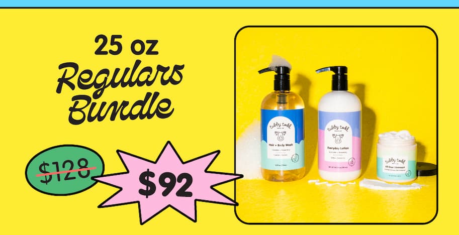 25 oz Regulars Bundle with Hair + Body Wash, Everyday Lotion, and All Over Ointment on sale for $92, down from $128.