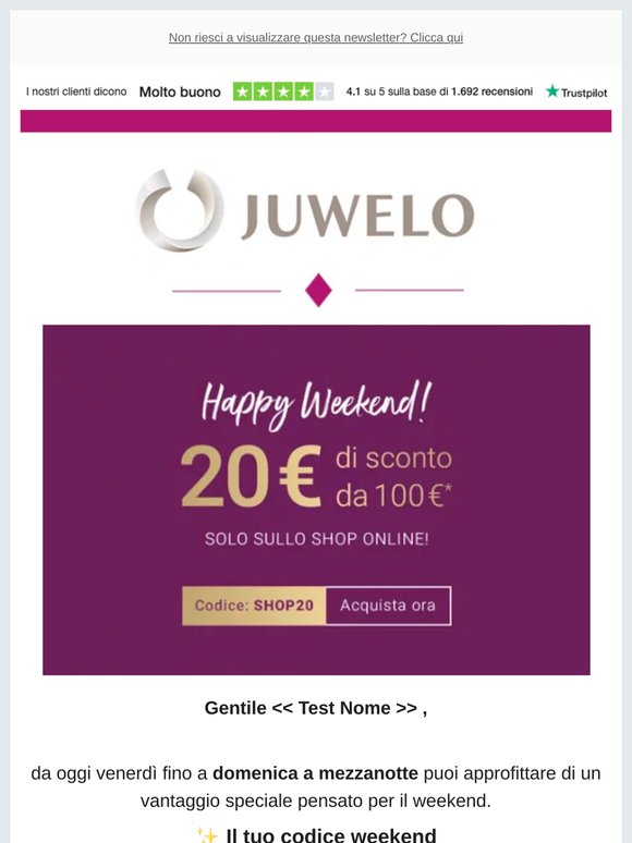 ✨ Per tutto il weekend: €20 di sconto extra
