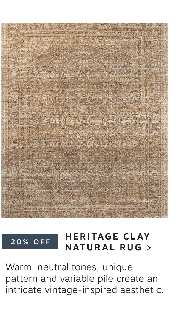 Heritage Clay Natural Rug | 20% off 