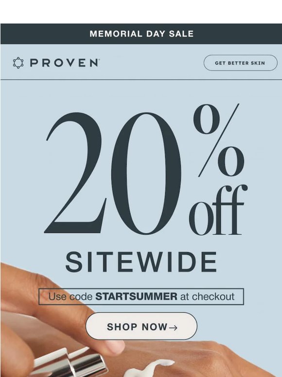 20% off everything your skin needs 🧖‍♀️