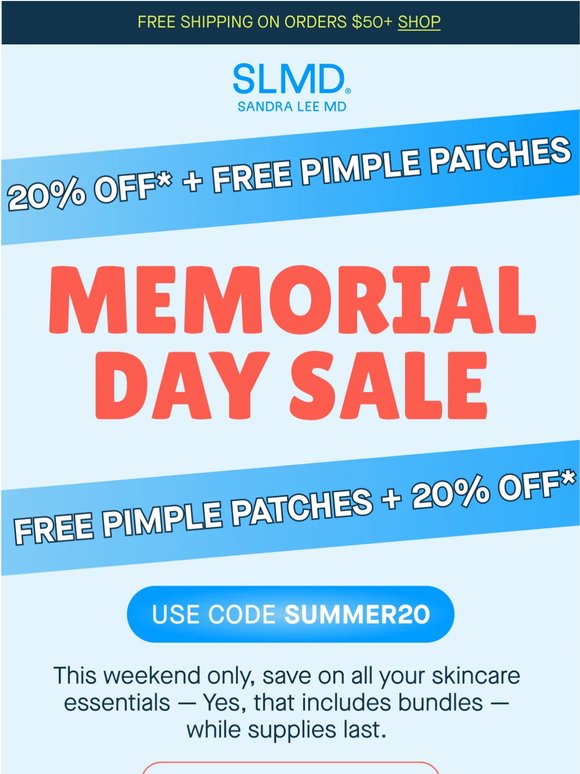 Free patches + 20% off $100. The sale is live 🇺🇸