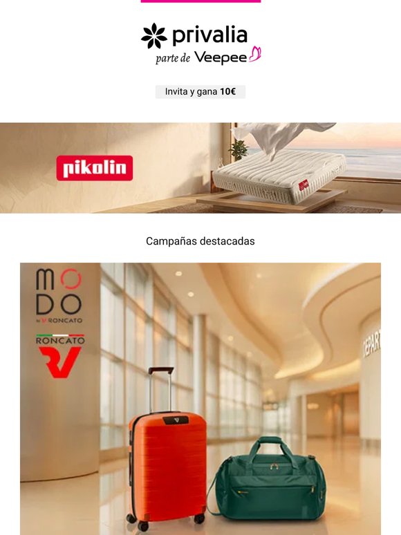 Modo by Roncato, Backsun, Piquadro, La cama de tus sueños, Jardín de verano y más hoy en Privalia