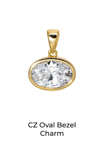 CZ Oval Bezel Charm