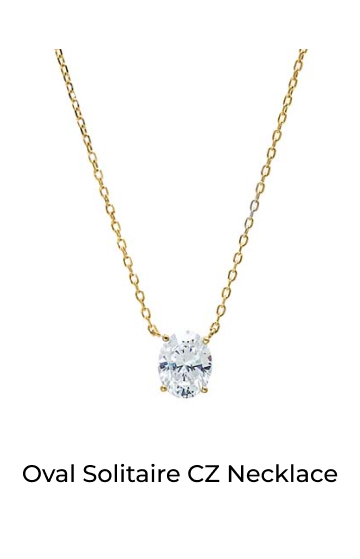 Oval Solitaire CZ Necklace