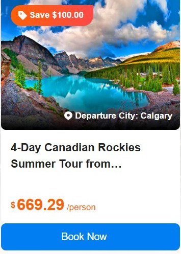4-Day Canadian Rockies Summer Tour from Calgary·Banff, Yoho & Jasper National Park | Lake Louise, Moraine Lake, Icefields Parkway & Athabasca Falls 4.9 (57 reviews) Tour Code: 748569