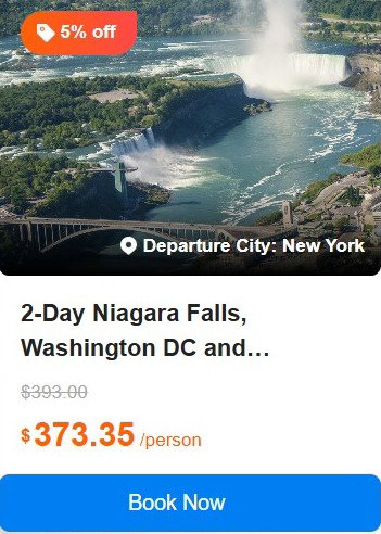 2-Day Niagara Falls, Washington DC and Philadelphia Tour from New York: Maid of the Mist, Cave of the Winds walk, Independence National Historic Park 5.0 (5 reviews) Tour Code: 663838