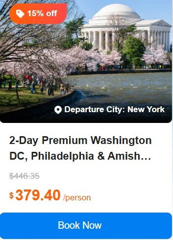 2-Day Premium Washington DC, Philadelphia & Amish Country Tour from New York【All-Inclusive | Stress-Free Travel】 4.9 (144 reviews) Tour Code: 598