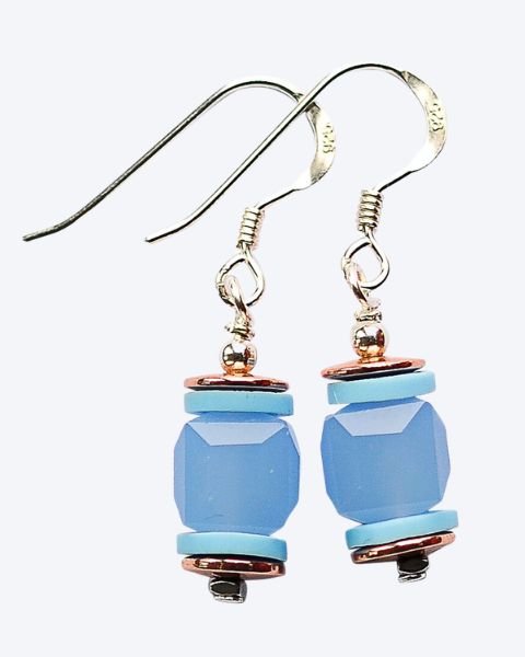 Ladies Arran Bay Glass & Pastel Agate Earrings