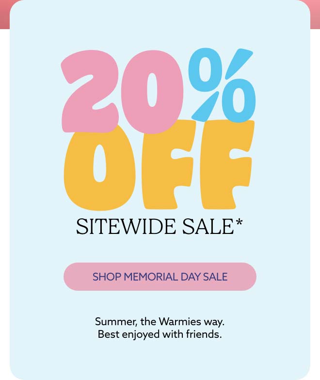 A blue text card. Shop Memorial Day Sale.