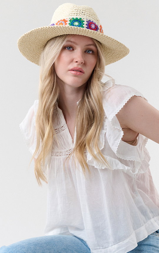 Modischer Loevenich Fedora mit buntem Boho-Muster