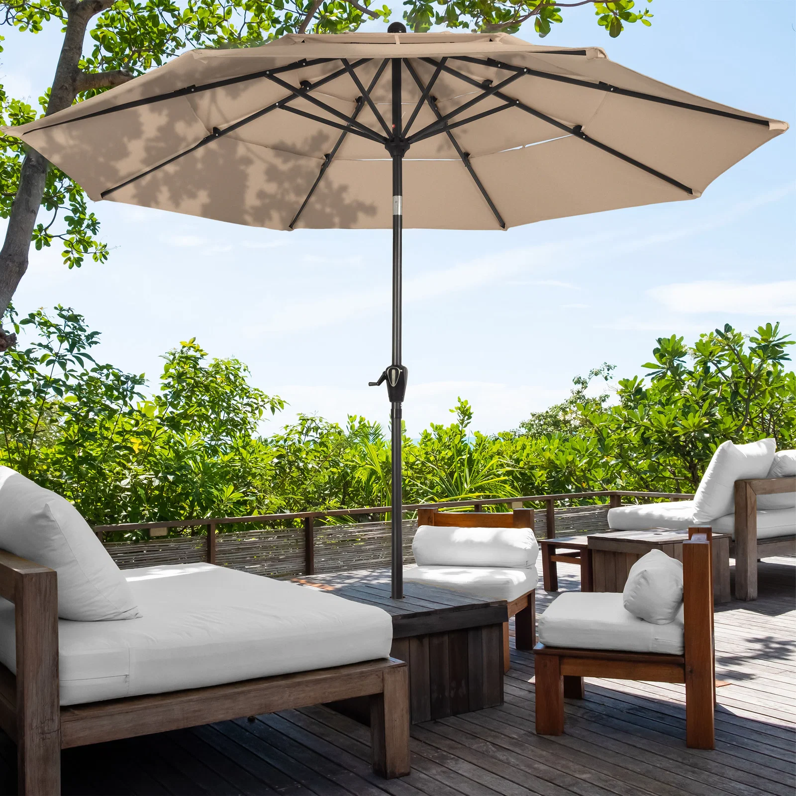 Image of Triple Layer Patio Umbrella - Beige