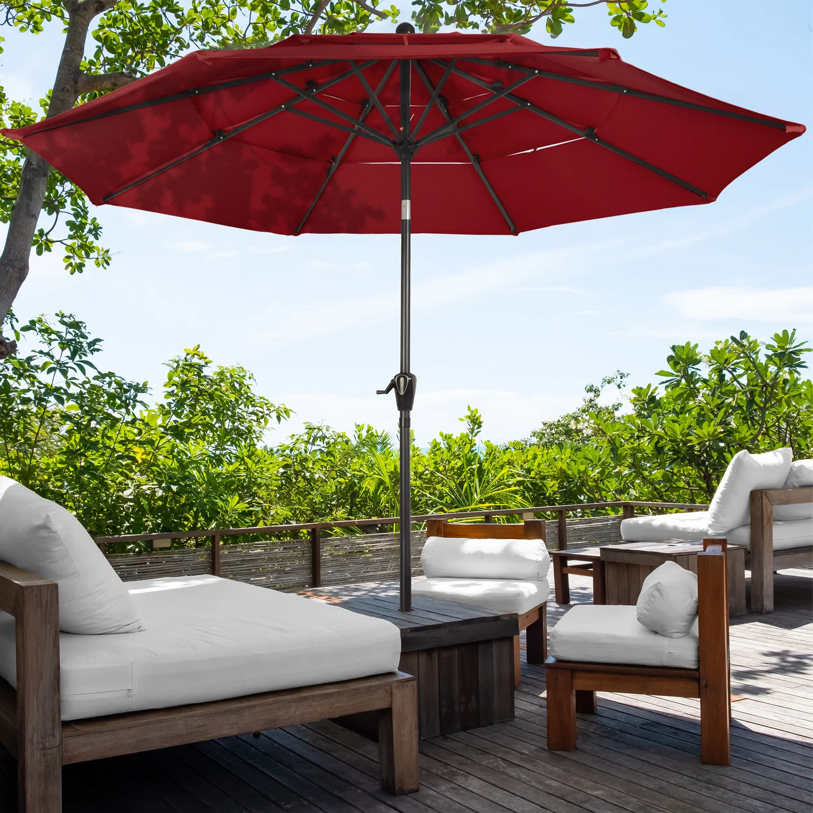 Image of Triple Layer Patio Umbrella - Red