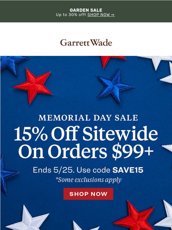 Don't miss our Memorial Day sale!