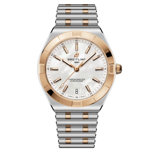 Breitling Chronomat Automatic 36 with white dial and gold and steel bracelet