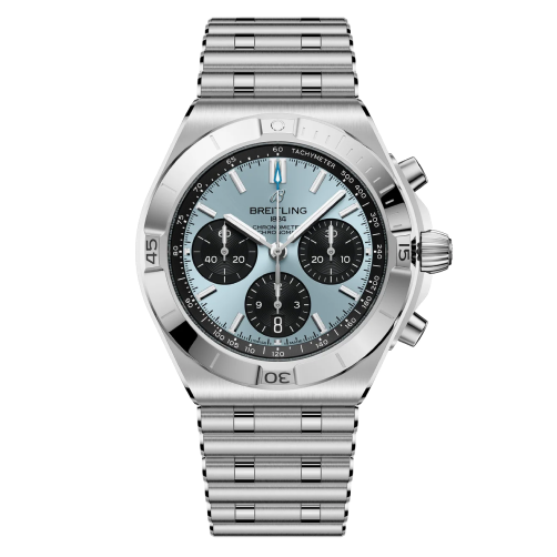 Breitling Chronomat B01 42 with light blue dial and steel bracelet