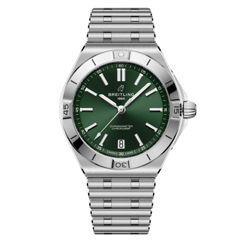 Breitling Chronomat B31 Automatic 40 watch with green dial and steel bracelet