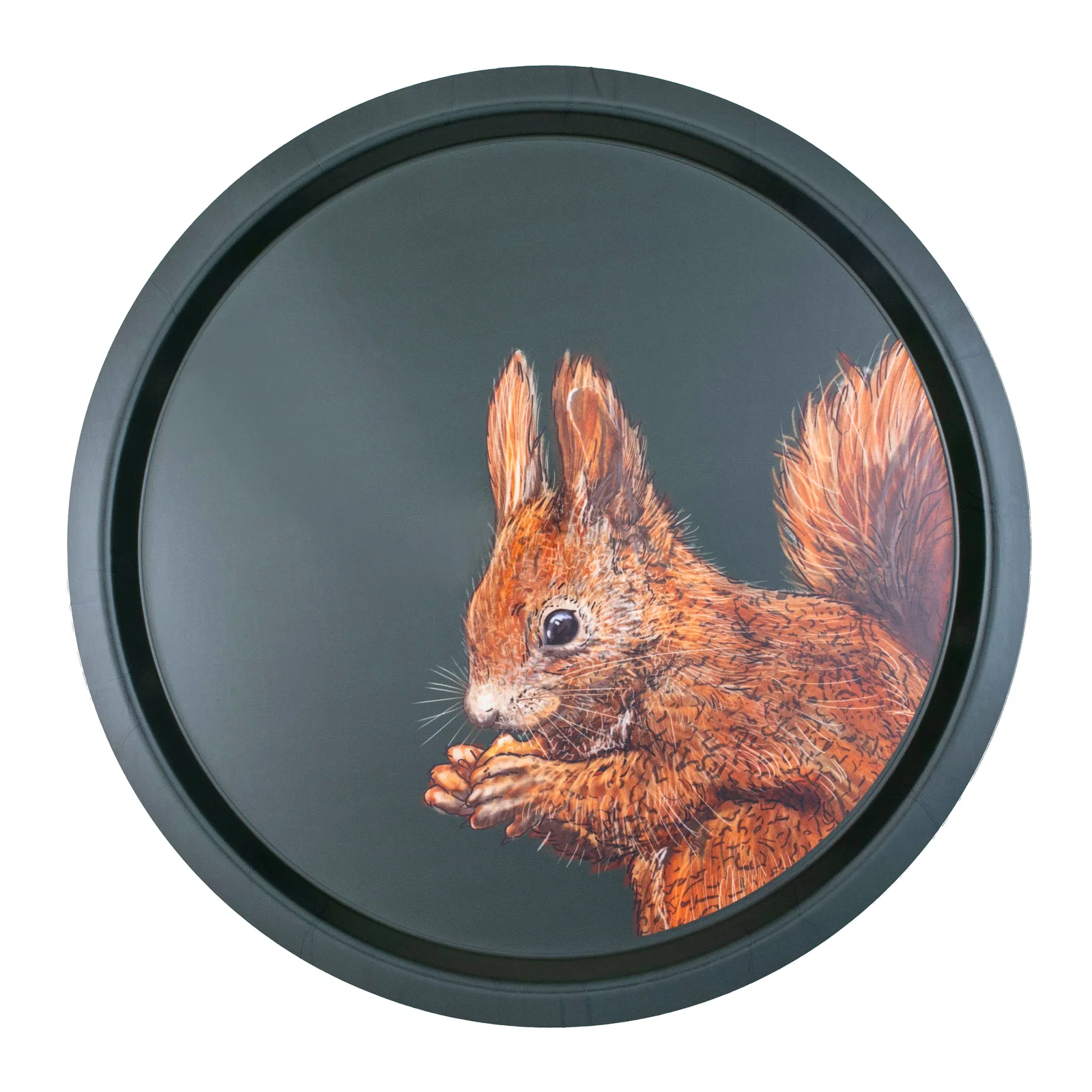 Image of Woodland Wildlife Squirrel - Round Birchwood Tray