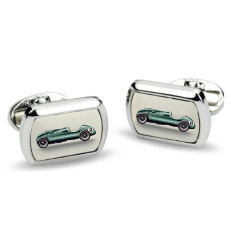 Image of Racing Car Rectangular Cufflinks Palladium