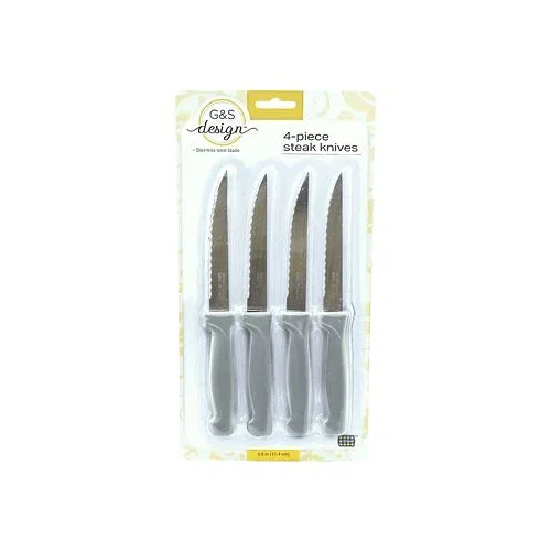 Image of G&S Design 4-Piece Steak Knives, White Handles