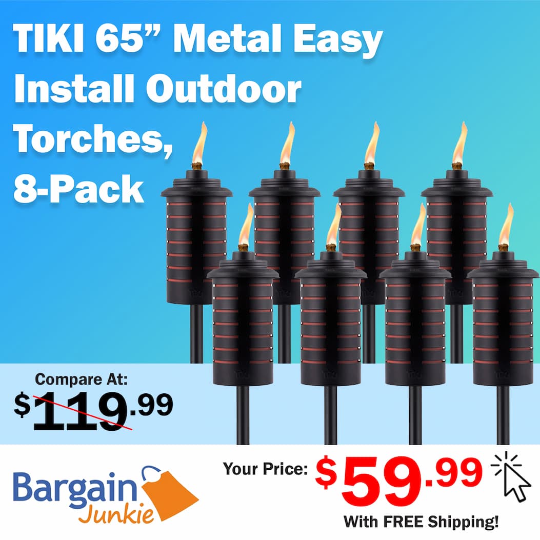 https://www.bargainjunkie.com/products/tiki-metal-black-orange-easy-install-outdoor-torches-65-inch-weather-resistant-with-wick-snuffer-8-pack