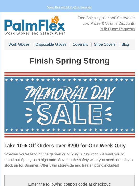Finish Spring Strong - Take 10% off Orders over $200