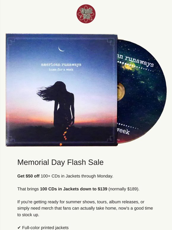 100 CDs in Jackets only $139 through Monday