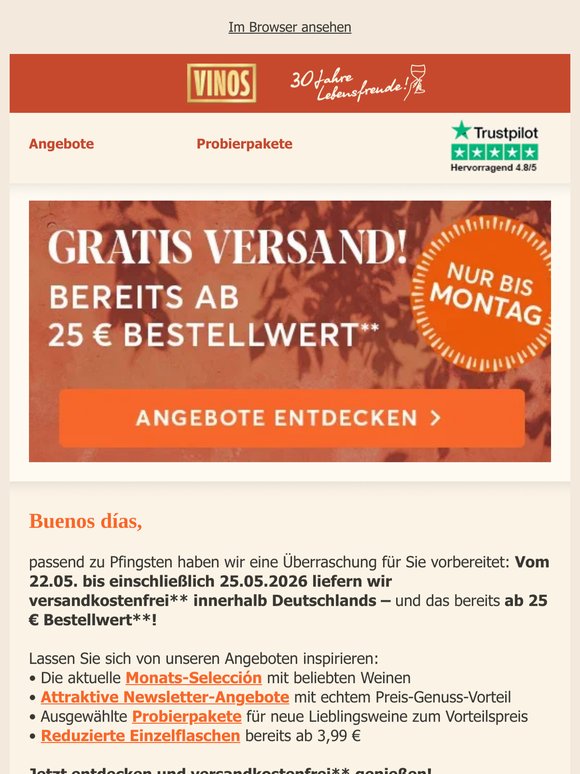 Versandkostenfrei bestellen - bis Montag!