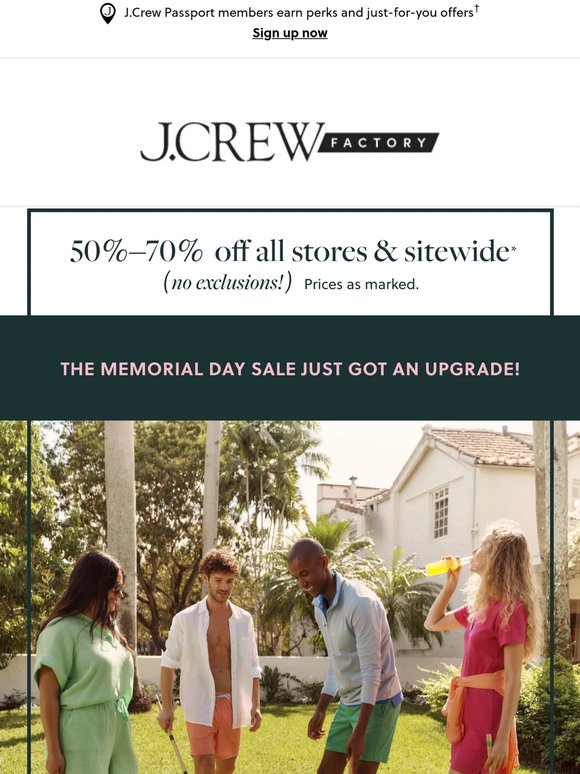 Upgrade! EXTRA 20% OFF orders $125+, plus 50%–70% off all stores & sitewide.
