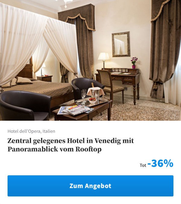 Zentral gelegenes Hotel in Venedig mit Panoramablick vom Rooftop