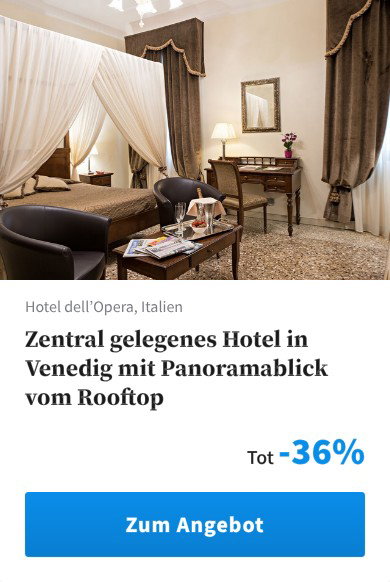 Zentral gelegenes Hotel in Venedig mit Panoramablick vom Rooftop