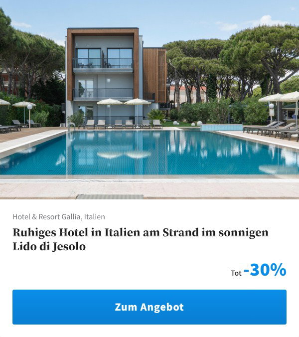 Ruhiges Hotel in Italien am Strand im sonnigen Lido di Jesolo