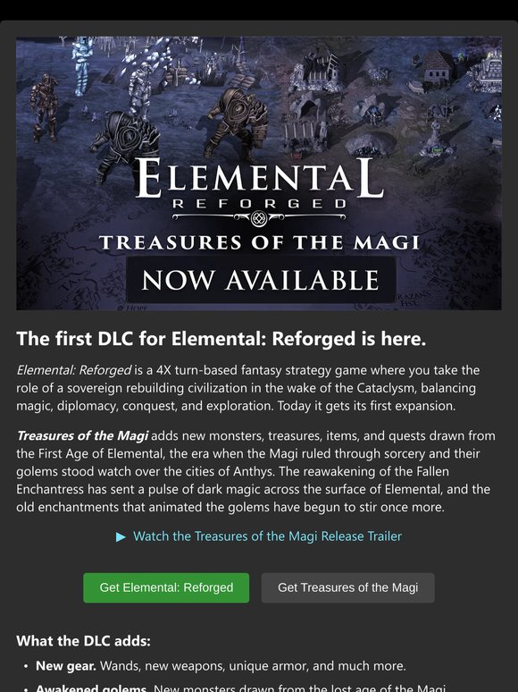 Ancient golems are stirring in a new DLC for Elemental: Reforged