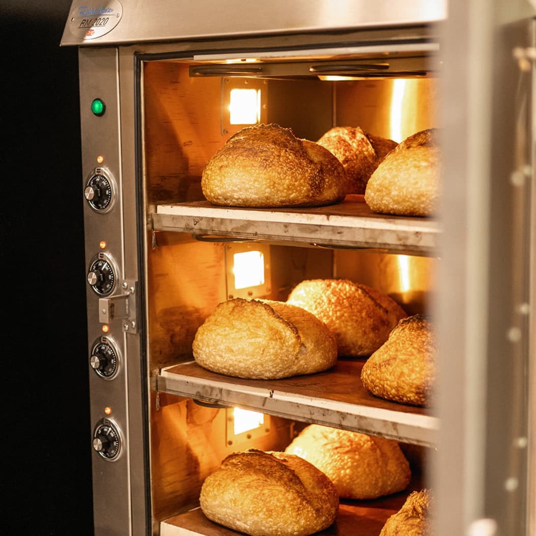 Pulling bread out of RackMaster oven