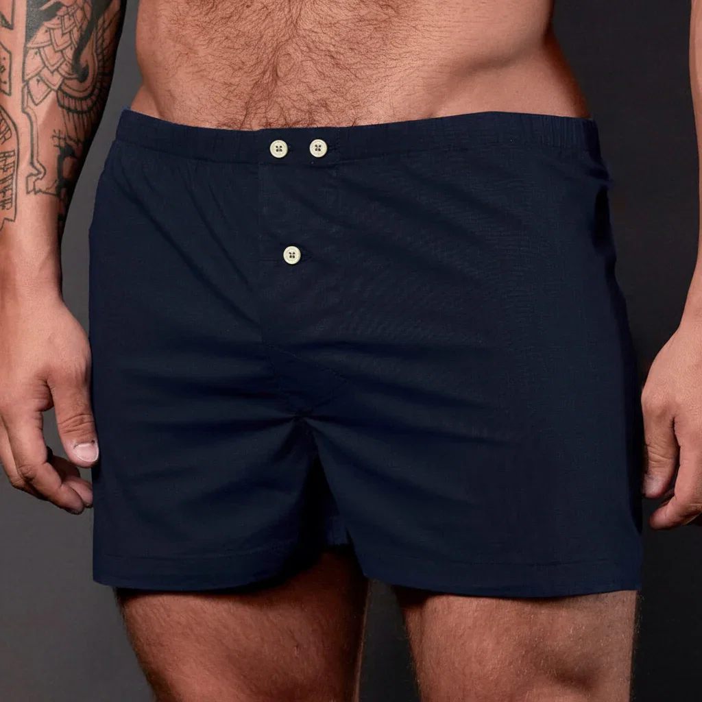 Image of “BLADE" - Solid Navy Blue Slim-Cut Boxer Short - Made In USA