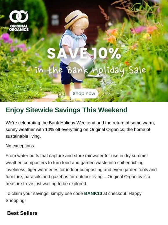 🌞 Enjoy 10% Off This Bank Holiday Weekend!