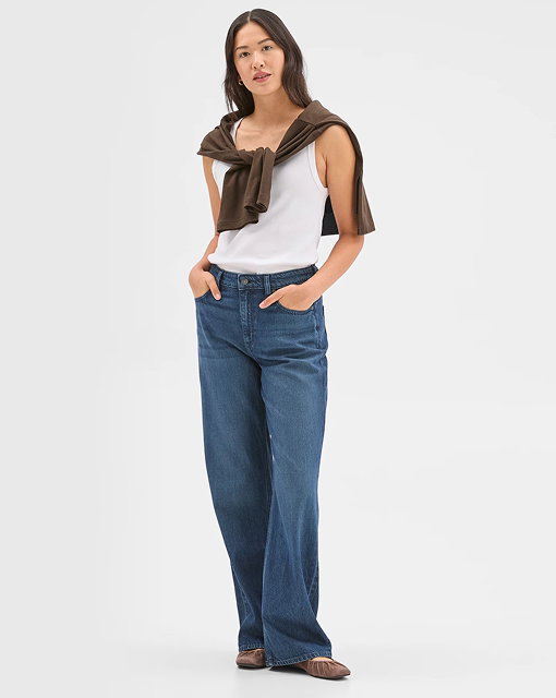 Wide leg loose fit denim jeans