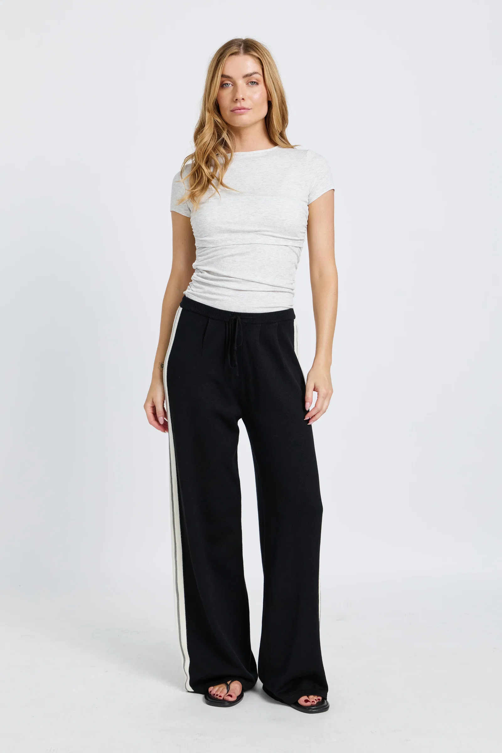 Image of Axel Knit Wide Leg Pants - Black