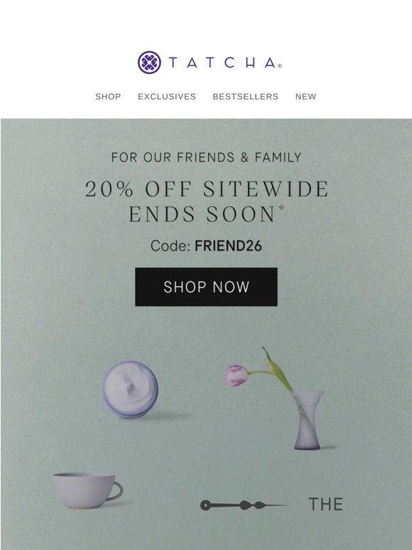 Now is the time: shop 20% off sitewide