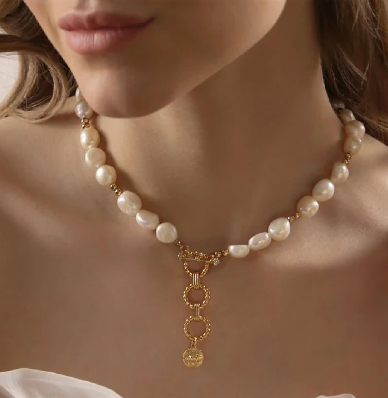 Sappho Large Baroque Pearl Necklace