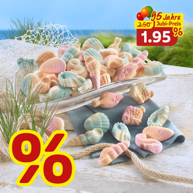 Maritime Fruchtgummi-Muscheln & Seetiere zum 95 Jahre Jubi-Preis