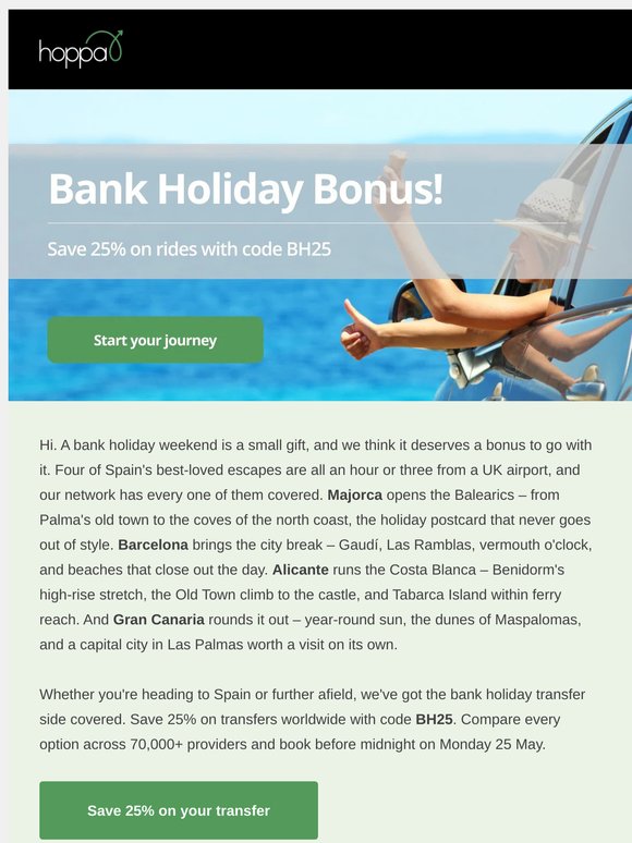 Bank Holiday Bonus