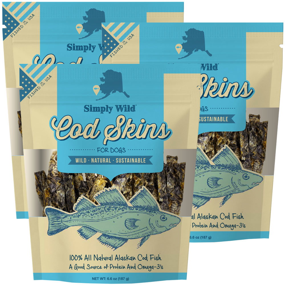 Image of Simply Wild Cod Skins for Dogs (19.8 oz) 3-PACK
