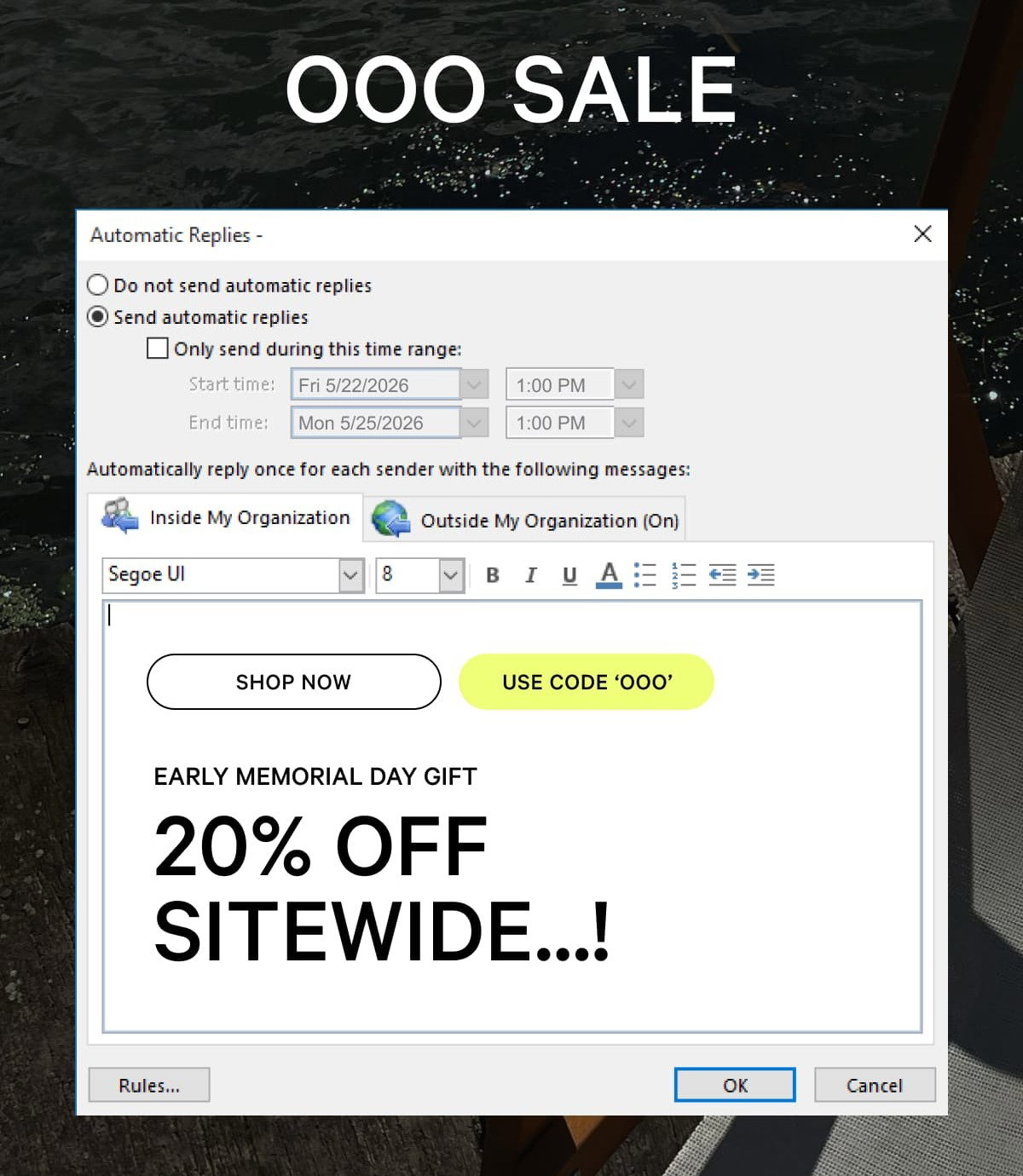 OOO SALE 20% OFF SITEWIDE...!